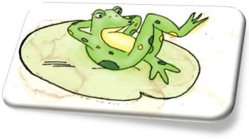 Frog pondering on lily pad